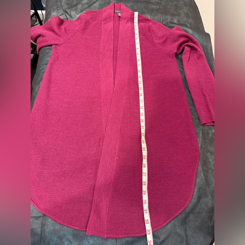 🔥Eileen Fisher Open-Front Burgundy Cardigan Sweater Women’s Size M EC🔥 - Picture 5 of 6